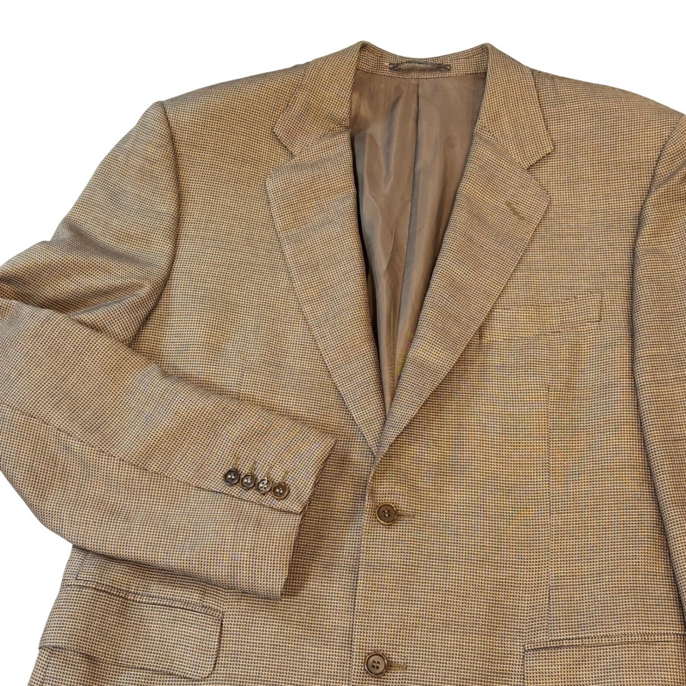 Canali blazer men's 42 brown micro houndstooth silk wool